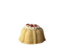 Load image into Gallery viewer, Vanilla pound cake in the shape of a bundt filled with vanilla buttercream and topped with a red heart and white sprinkle mix.