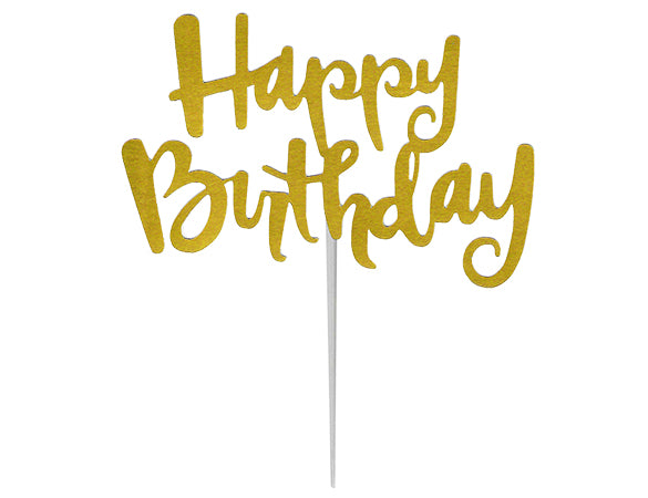 Happy Birthday Metallic Gold Cake Topper