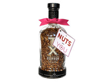 Load image into Gallery viewer, Tx Bourbon whiskey toasted pecans for your Valentine with I am nuts about you gift tag.
