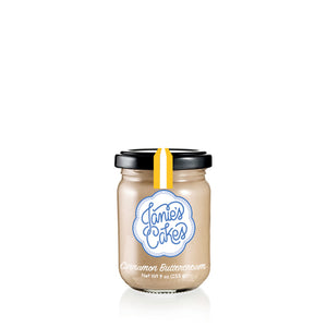 Cinnamon buttercream frosting by the jar. Featured in the Cinnamon Jane