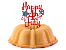 Load image into Gallery viewer, 4th of july cake topper with a vanilla bundt cake