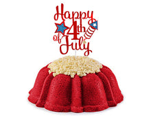 Load image into Gallery viewer, July fourth cake topper with a red velvet bundt cake