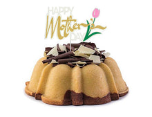 Load image into Gallery viewer, happy mothers day cake topper adorned with a pink tulip