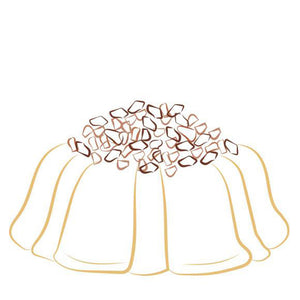 Illustration of Janie's Cakes Italian cream pound cake in the shape of a bundt cake