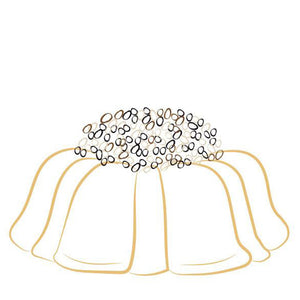 Illustration of Janie's Cakes Coffee pound cake in the shape of a bundt cake. 