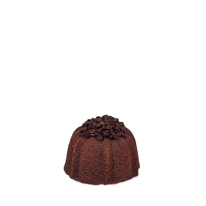Janie's Cakes all chocolate cake the size of a cupcake in the shape a bundt cake
