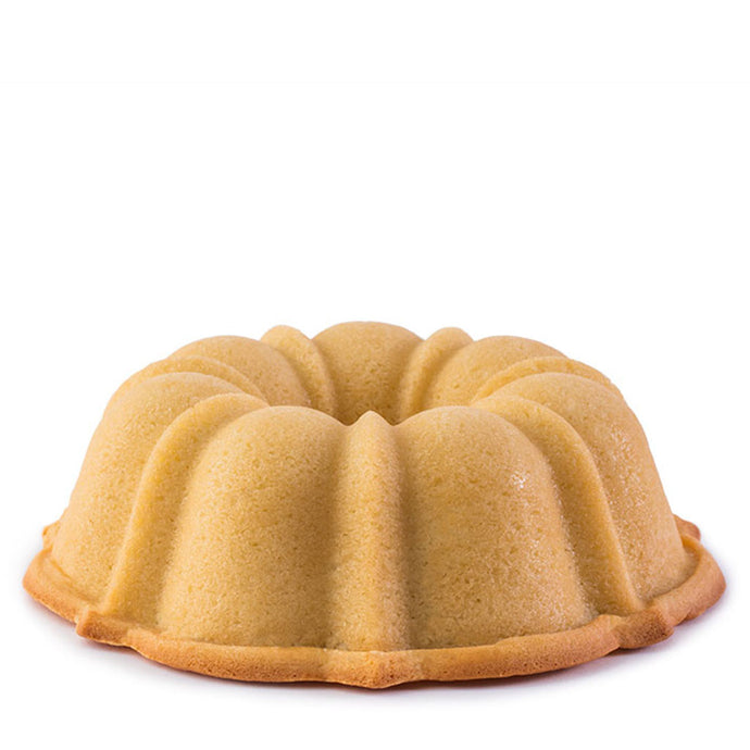 Gluten Free Vanilla pound cake in the shape of a bundt. Serves 12. Featured in Oprah's Favorite Things. Packaged in our signature yellow and white striped gift box with a blue bow.