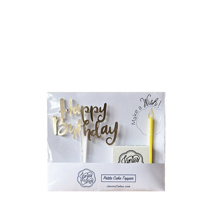 Cupcake Size Happy Birthday Cake Topper with birthday candle and matchbook