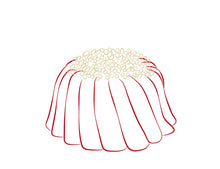 Load image into Gallery viewer, red velvet jane size poundc cake in the shape of a bundt cake illustration