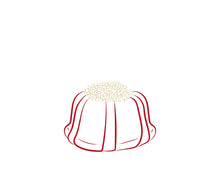 Load image into Gallery viewer, red velvet petite jane size pound cake in the shape of a bundt cake illustration