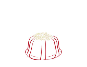 red velvet petite jane size pound cake in the shape of a bundt cake illustration
