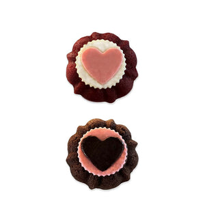 valentine bundt cake 2 pack topped with chocolate medallions