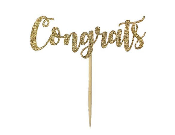 Congratulations Cake Topper, Clear Acrylic - Rocket and Fox