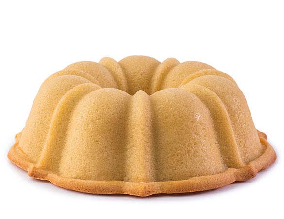 Gluten Free Vanilla pound cake in the shape of a bundt. Serves 12. Featured in Oprah's Favorite Things. Packaged in our signature yellow and white striped gift box with a blue bow.