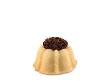 Load image into Gallery viewer, Vanilla pound cake in the shape of a bundt filled with chocolate sauce and topped with chocolate shavings. Serves 1-2. Each Janie&#39;s Cake Petite size pound cake is packaged in a clear container with a Janie&#39;s logo sticker and yellow and white striped closure sticker.
